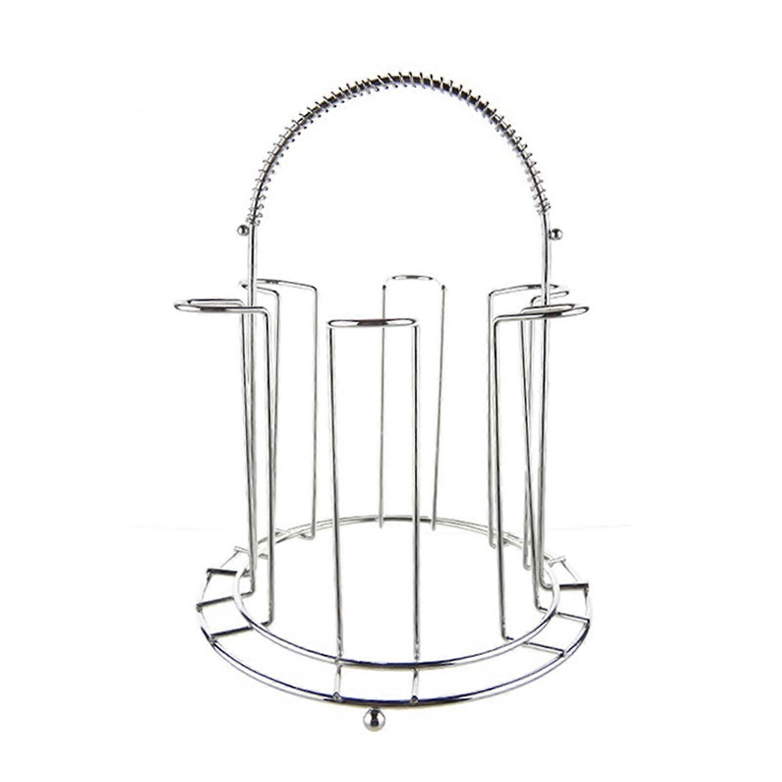 Dish Drying Rack with AntiSpill Drain Tray, Tall Metal Cup Stand for Kitchen Counter