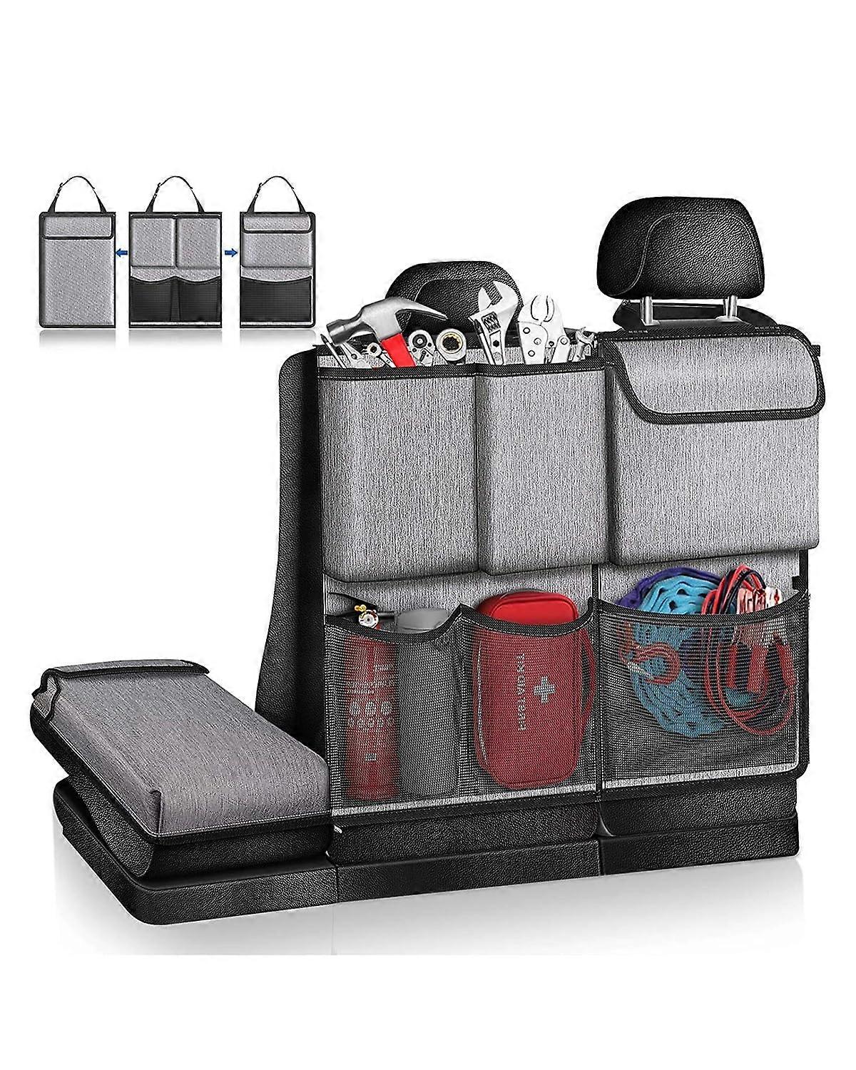 Car Trunk Organizer Large Capacity MultiCompartment Foldable SUV Cargo Storage Bag Gray