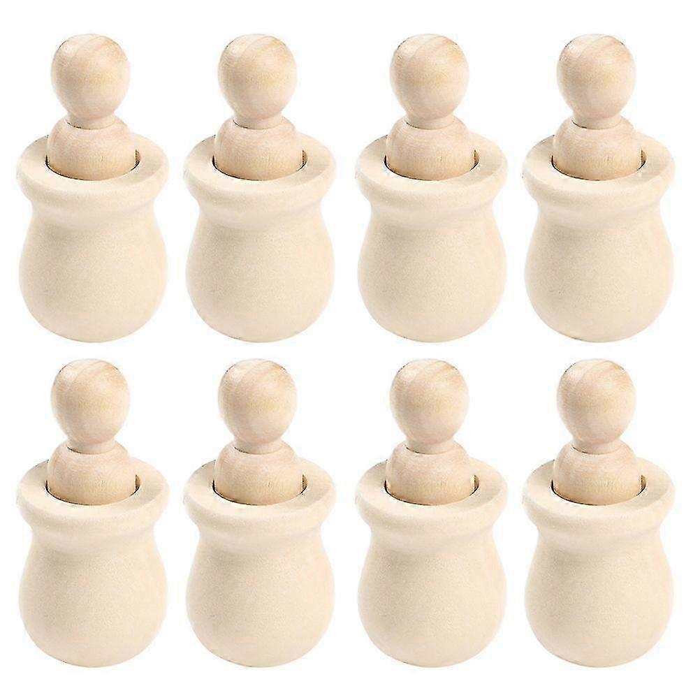 8pcs Fun Unfinished Wooden Peg Dolls for Creative DIY Graffiti Projects