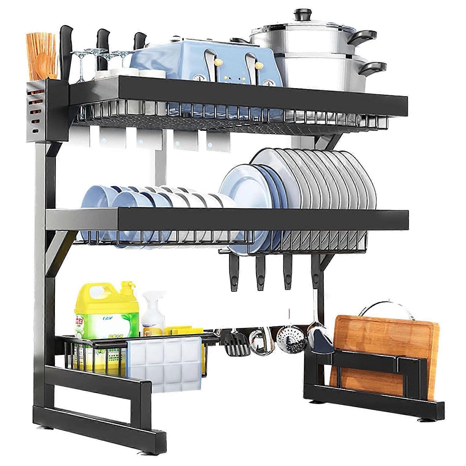Over Sink Dish Drying Rack, 3Tier Large Capacity Kitchen Storage Shelf with Removable Utensil Holder