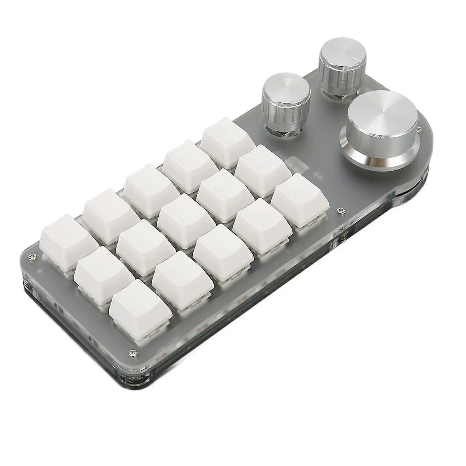 Mechanical Gaming Keyboard with 15 Programmable Macro Keys, 3 Knobs, RGB Lighting, Bluetooth and USB