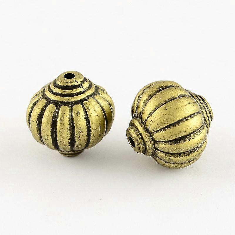 Lantern Acrylic Beads Bronze Plated 14x14mm Hole: 2mm