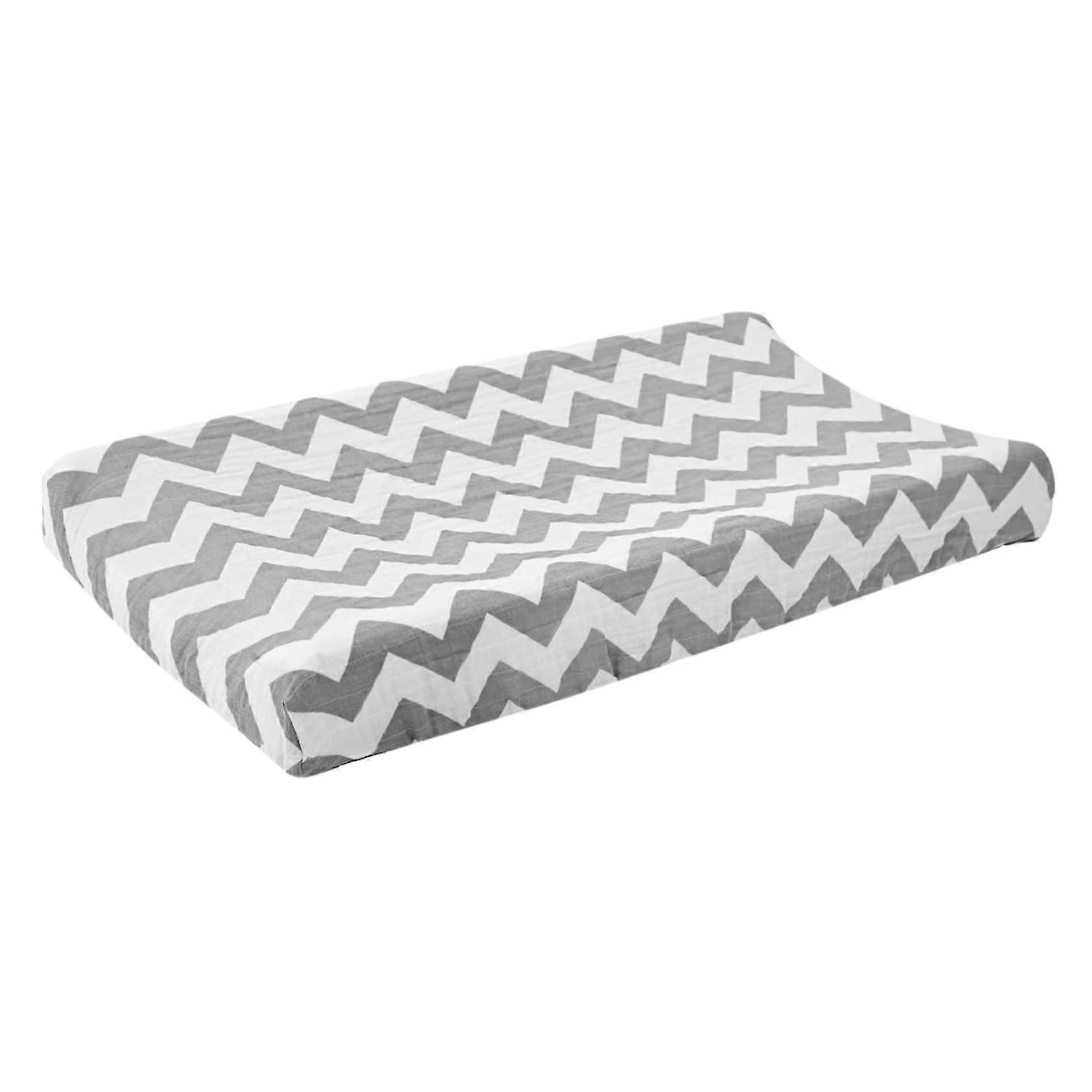 Changing Pad Cover Washable Soft Breathable Fabric Elastic Fit for Baby Changing Table Grey Waves Pattern