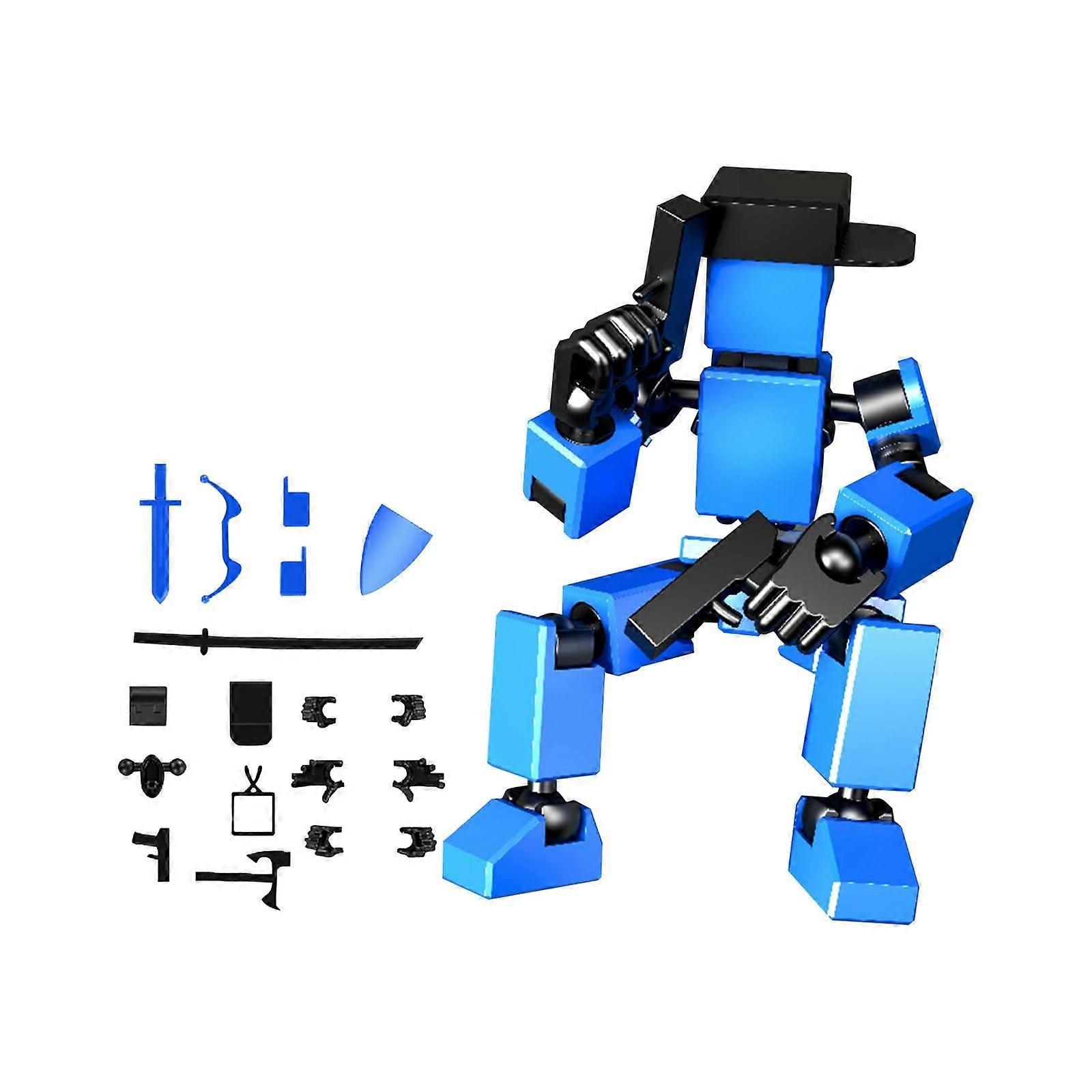 Blue Articulated Robot Action Figure with Multiple Joints for Dynamic Poses and Collector Display