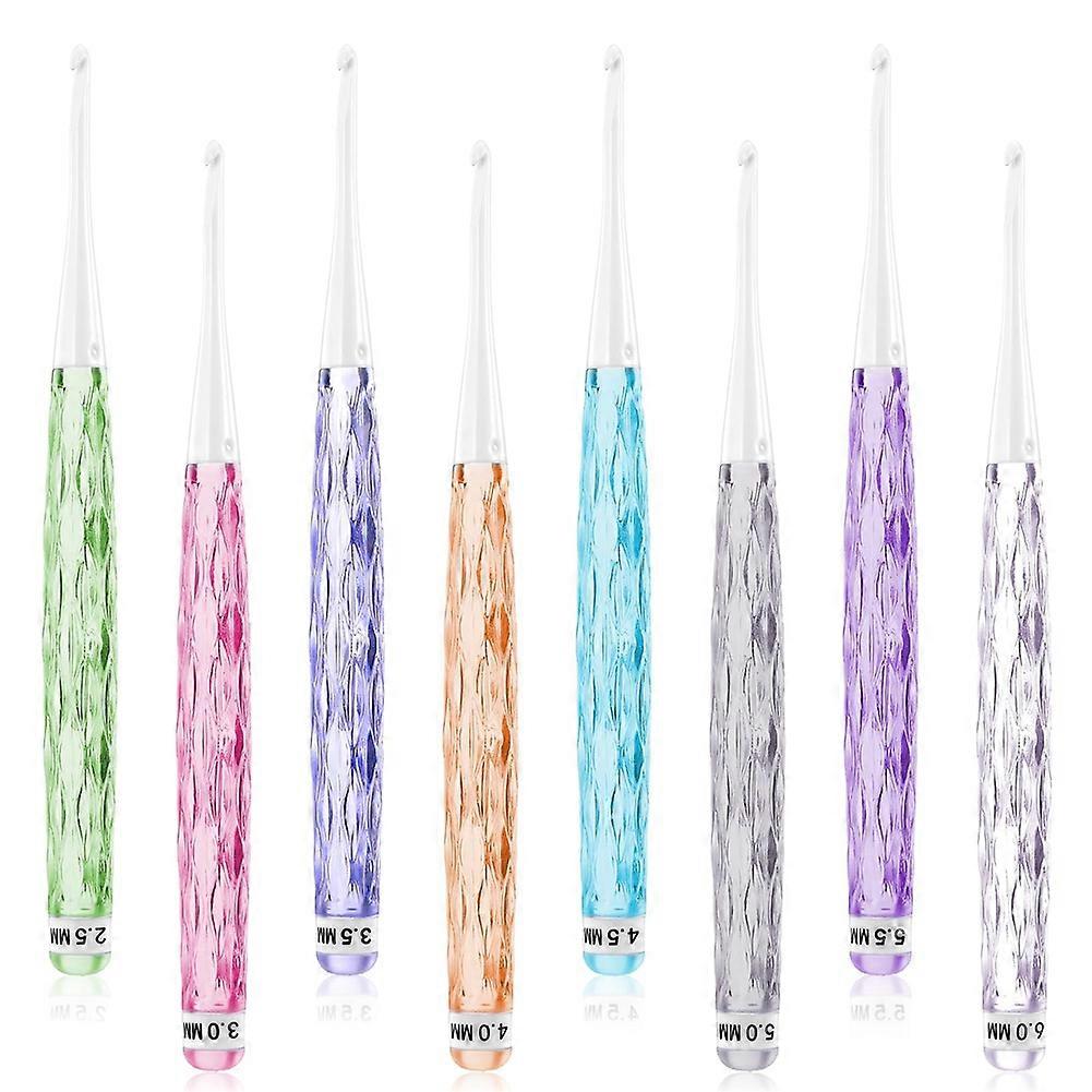 8 Pcs Plastic Crochet Hooks, Inline Crochet Hooks Set for Knitting