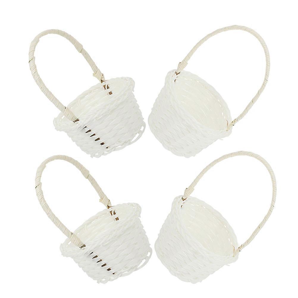 Children Picking Basket Durable Beige Plastic Mini Woven Basket 4Pcs