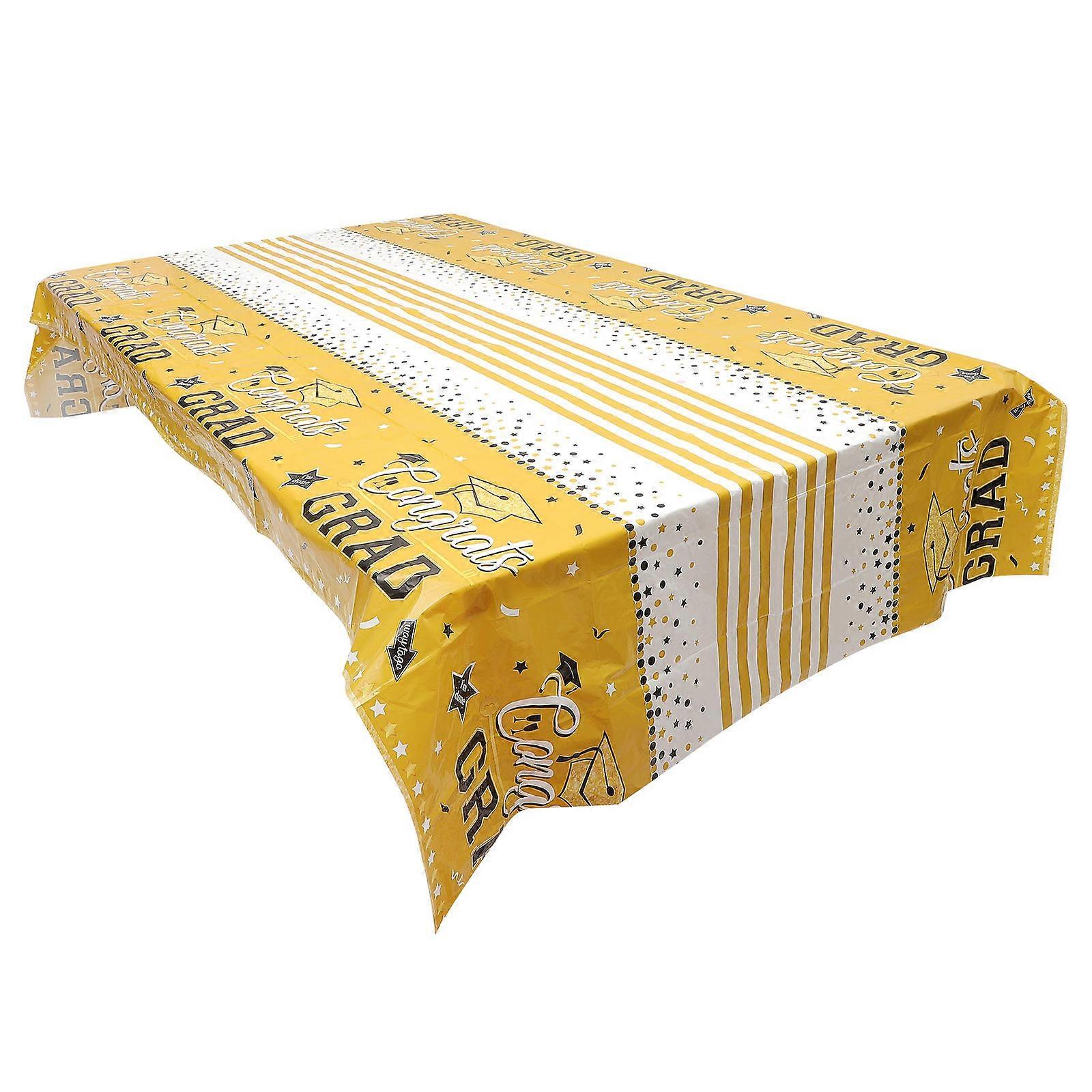 Graduation Tablecloth for Party Table Decor Golden 2Pcs Set