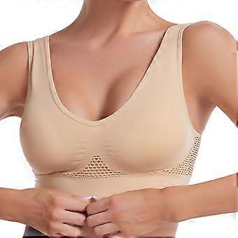lulshou sport-bh på rea, damväst yoga bekväma bygellösa underkläder sport-bh komfort-bh för kvinnor (khaki, XL)