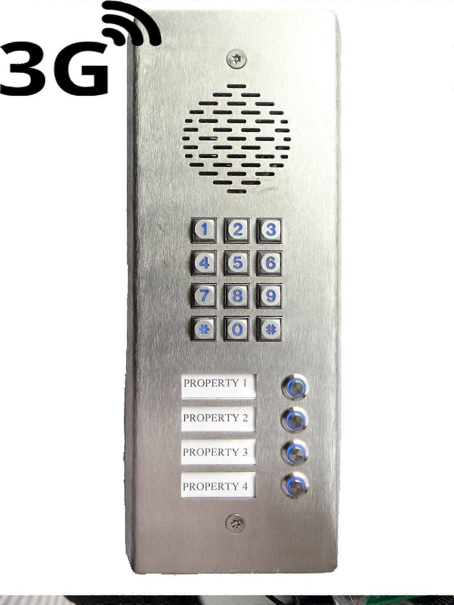 3G Wireless Intercom System with Keypad Access and Four Direct Call Buttons