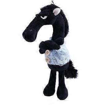 Black Horse Keychain Plush Toy Backpack Pendant Decoration Year The of N0G8