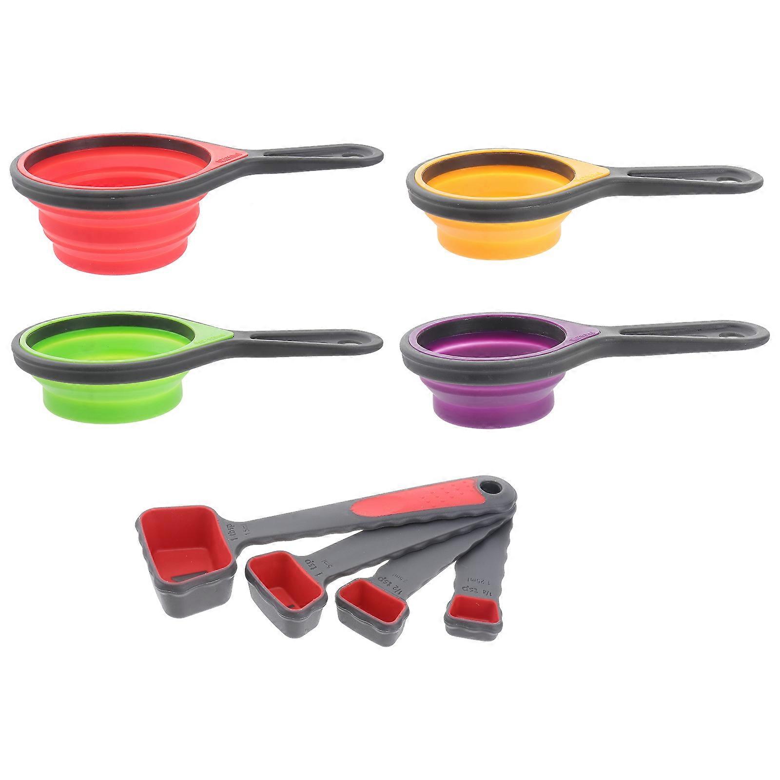 Measuring Spoon Set 4 in 1 Silicone Telescopic Measuring Cups Kit