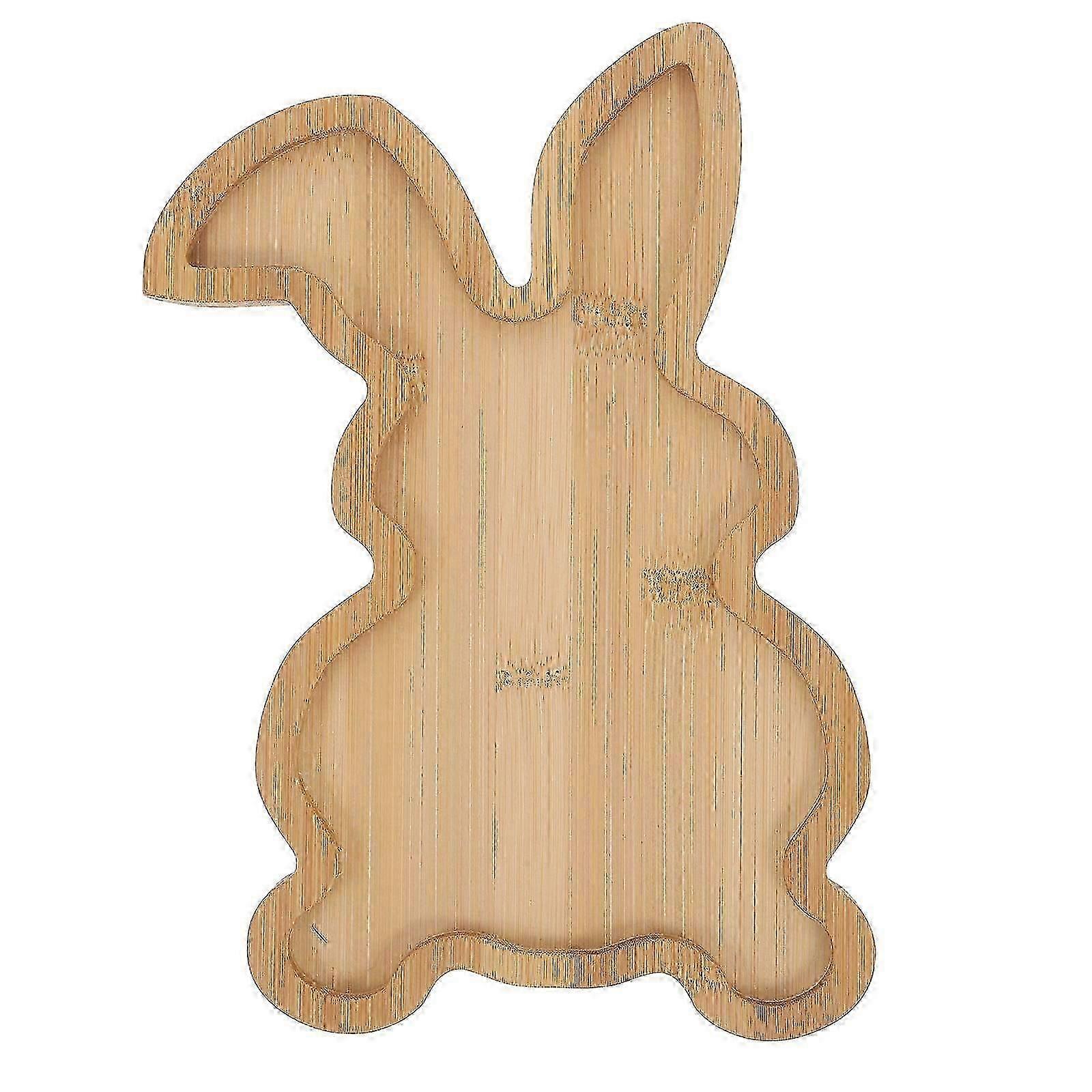 Wooden Bunny Serving Tray for Snack 1 Piece Rustic Easter Tableware