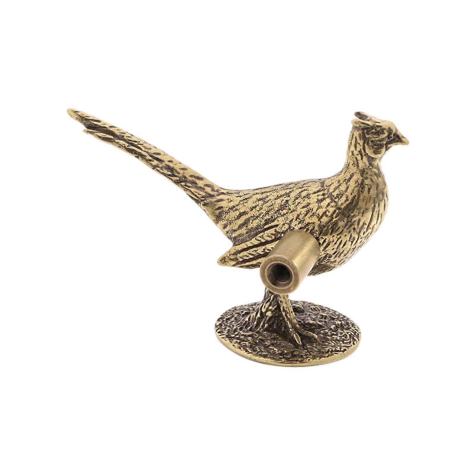 Handcrafted Long Tail Pheasant Brasses Pull Handle Chinese Bird Shape Brasses Knobs Elegant Decorative Pull Handle  Aged Color