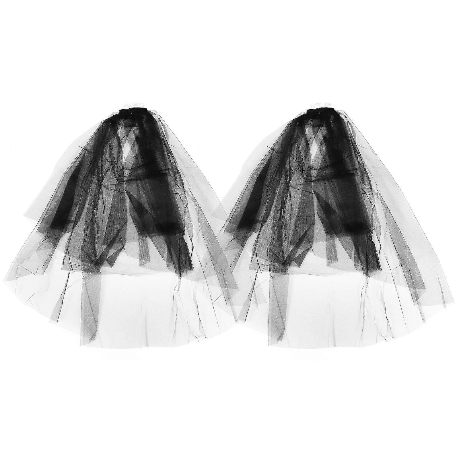 Hair Combed Veil Double-Layer Veil for Decor 2Pcs Accessory