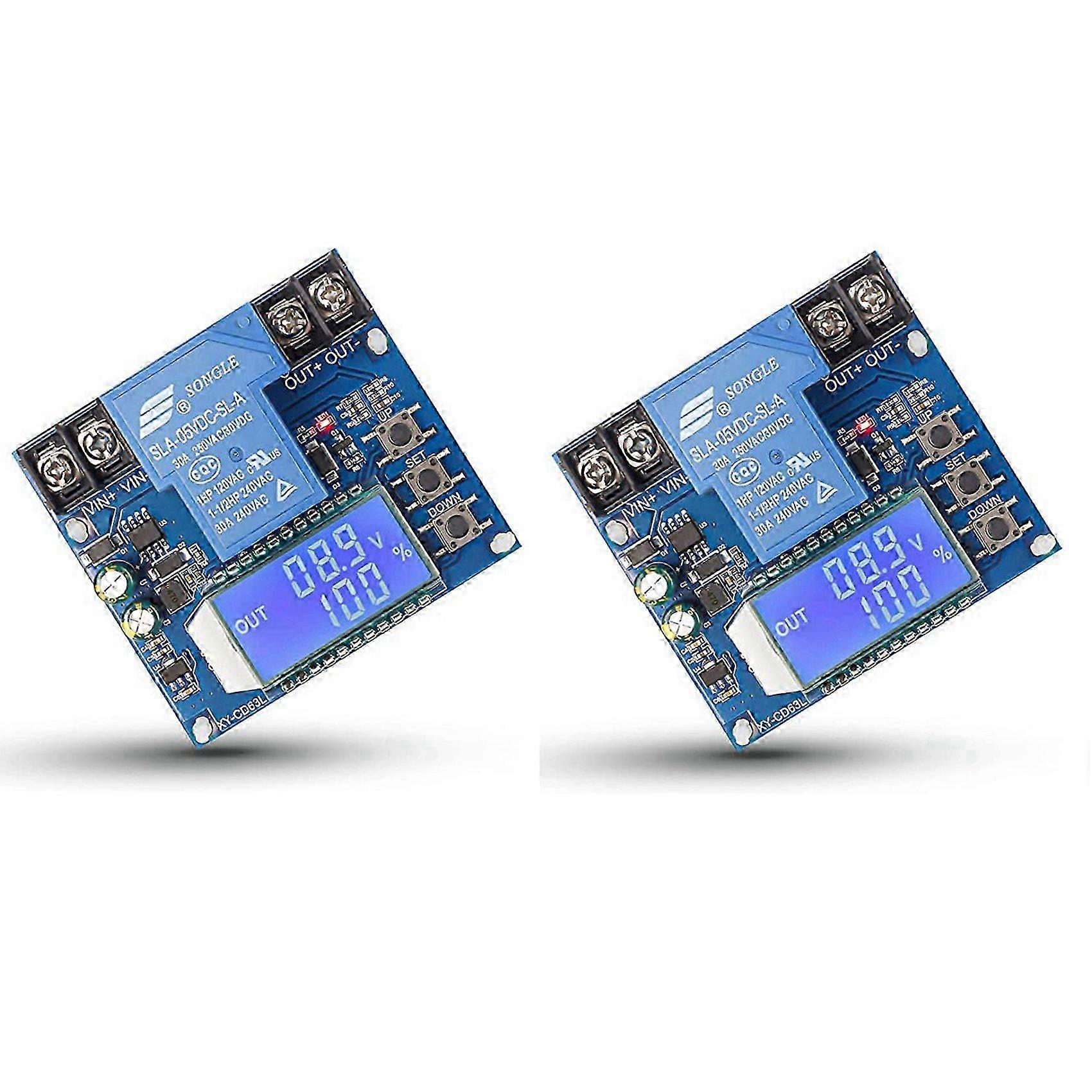 2 Pack DC 6V-60V Low Voltage Protector Disconnect Switch with LCD Display