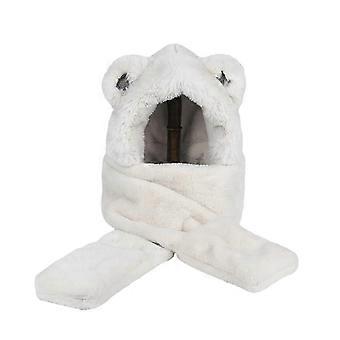 Cappello invernale in peluche caldo e spesso con orecchie d'orso, super morbido, anti-freddo, tutto in uno, per donna