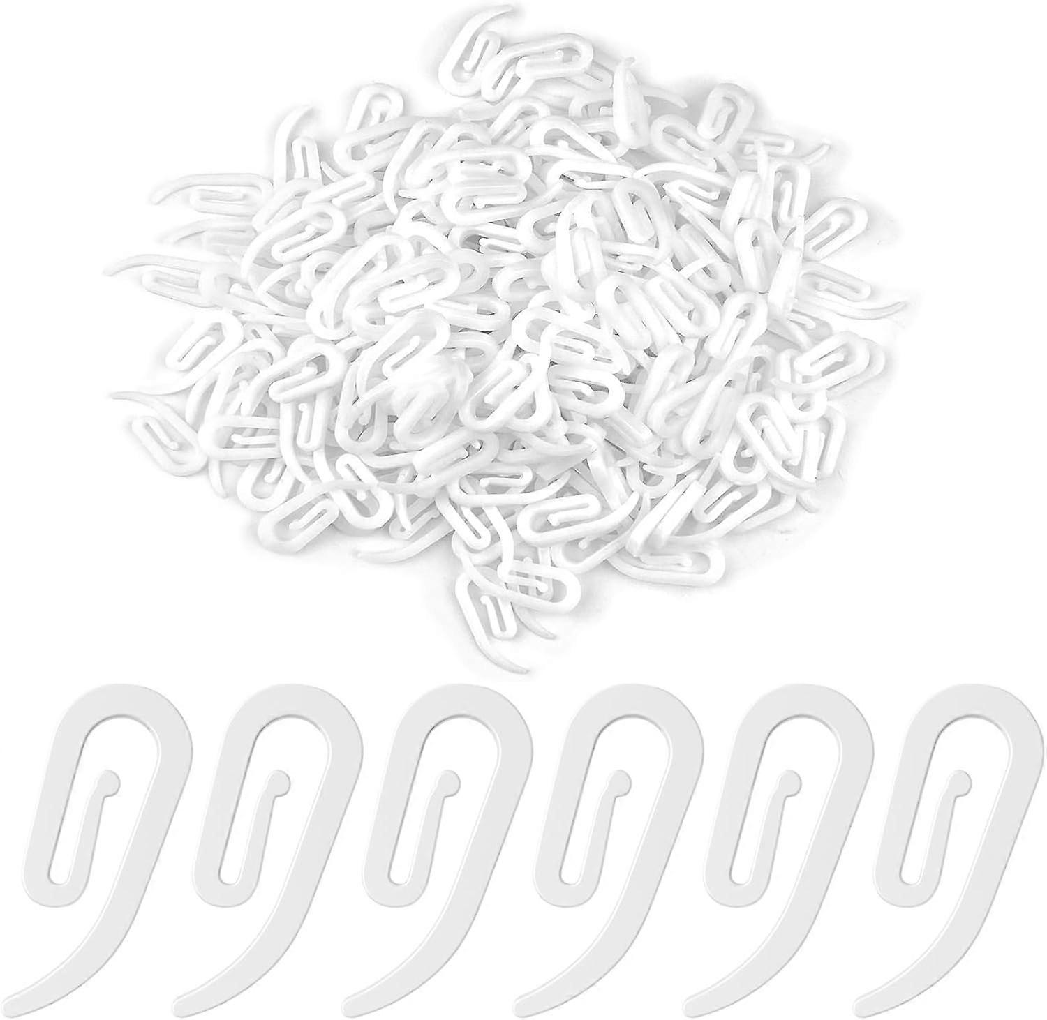 200 white plastic curtain hooks