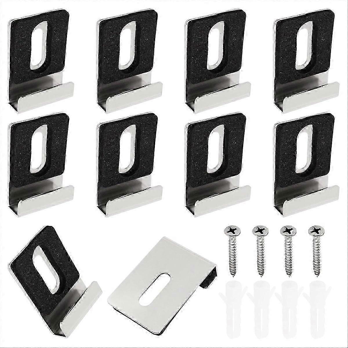 Hardware Mirror Clips for Wall Mounting, Single Hole Silver