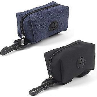 2 Pack Dog Poop Bag Dispenser, Oxford Waterproof Lightweight, Multi-functional Pet Waste Bag Holder with Hook for Keys and Snacks