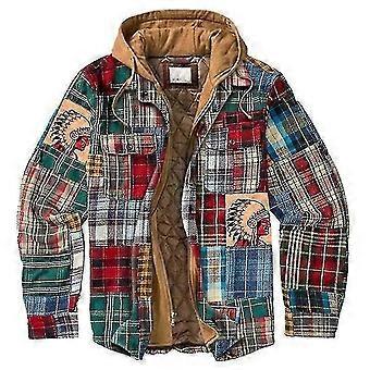 Men's Thermal Lined Flannel Shirt Jacket, Long Sleeve Plaid Work Flannel Button Down Shirt Jacket, With Hood Long Sleeve Quilted
