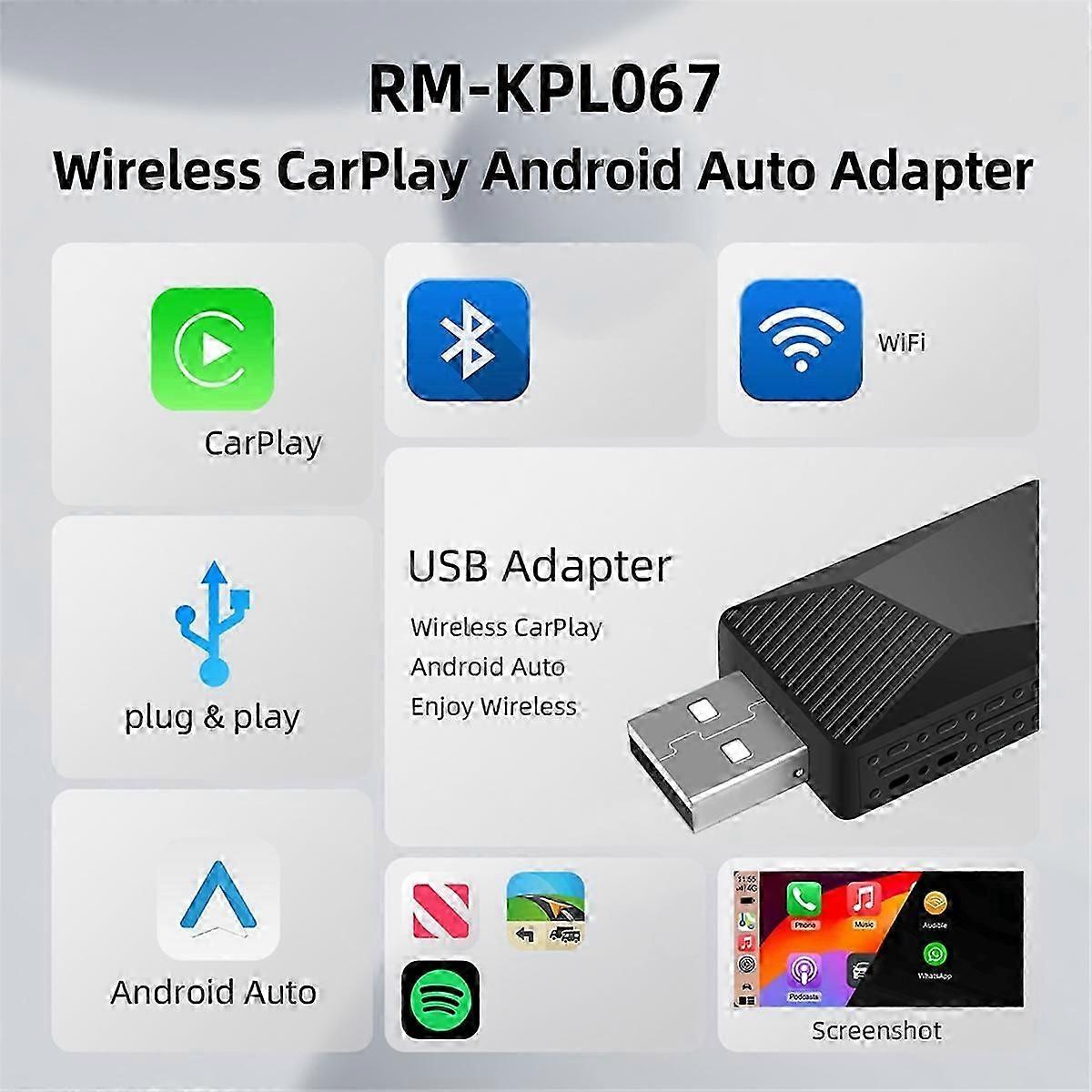 Wireless Carplay&Android Auto Box 2in1 Wired to Wireless Dongle