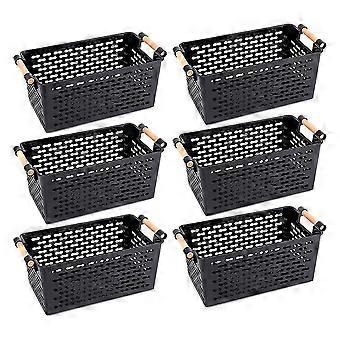 Cesta de almacenamiento de bocadillos de escritorio Cesta de almacenamiento hueca Almacenamiento de marco de plástico rectangular portátil Sundr