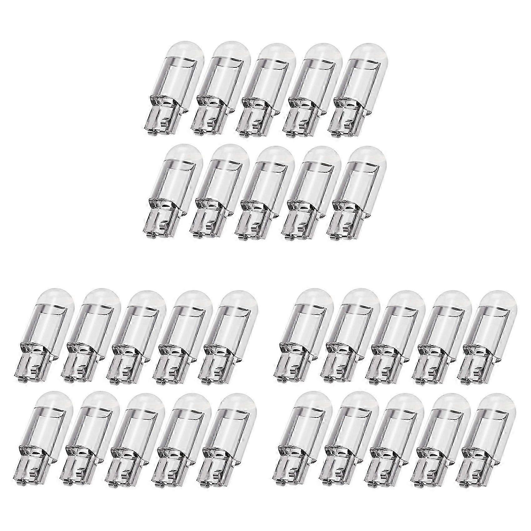 30PCS Car LED T10 W5W COB Reading Dome Lamp Marker Light Wedge Lights License Plate Bulbs 168 194 192 DC 12V White