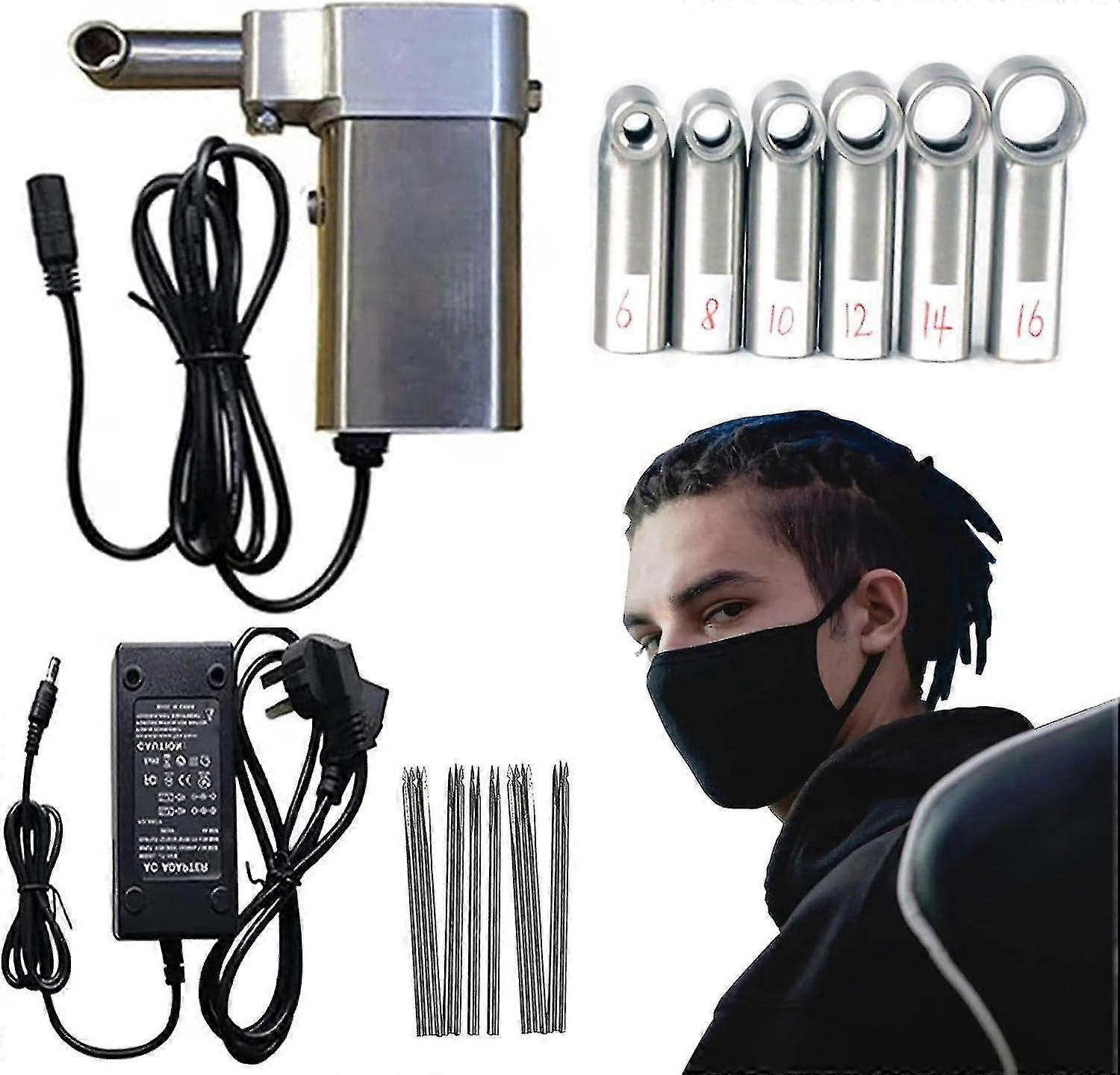 6-16mm Mini Handheld Dreadlock Maker, Portable Twist Braiding Making Machine - 6 Replacement Head, D