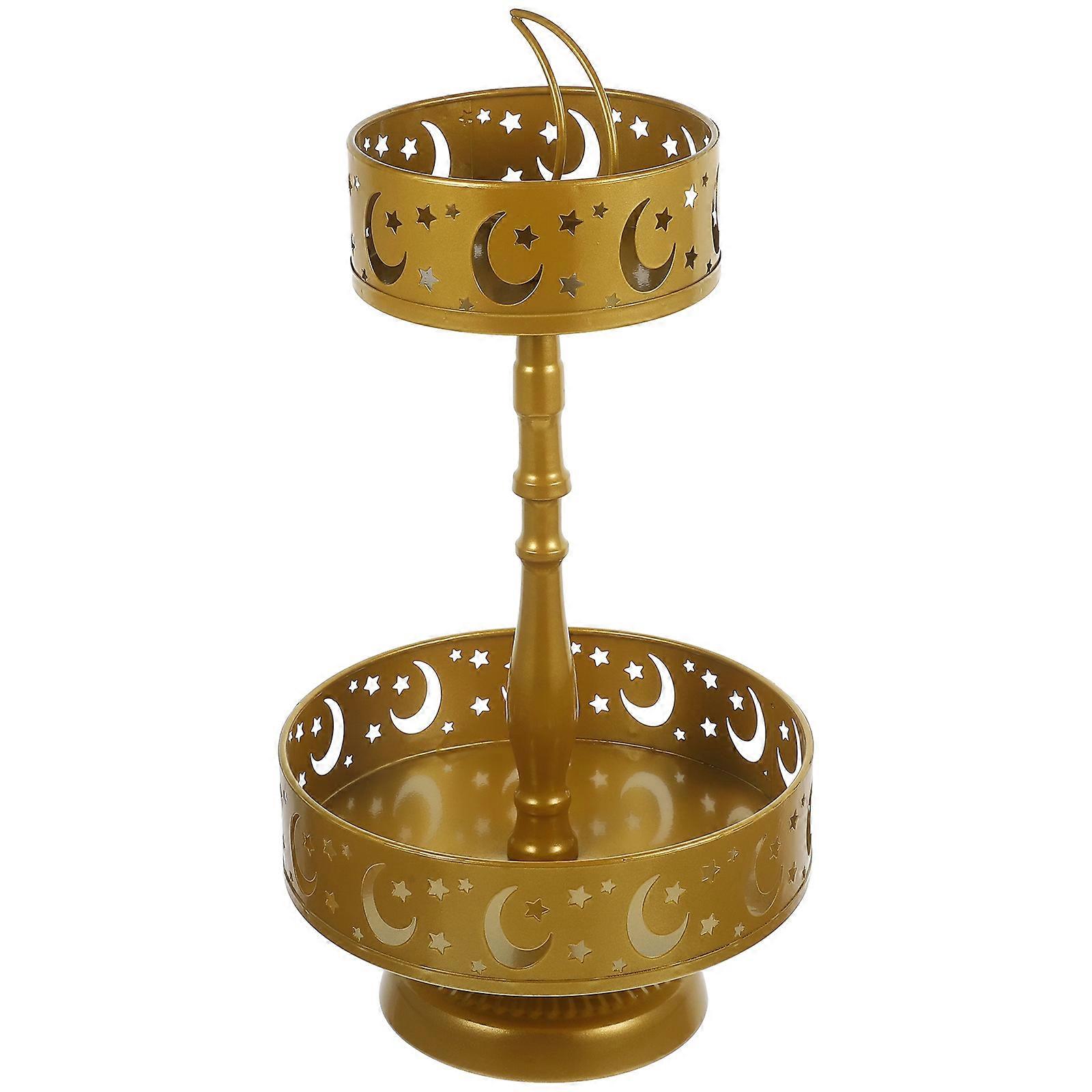 Desktop Dessert Stand Double-deck Dessert Tray Moon Pattern Fruit Tray Cake Accessory