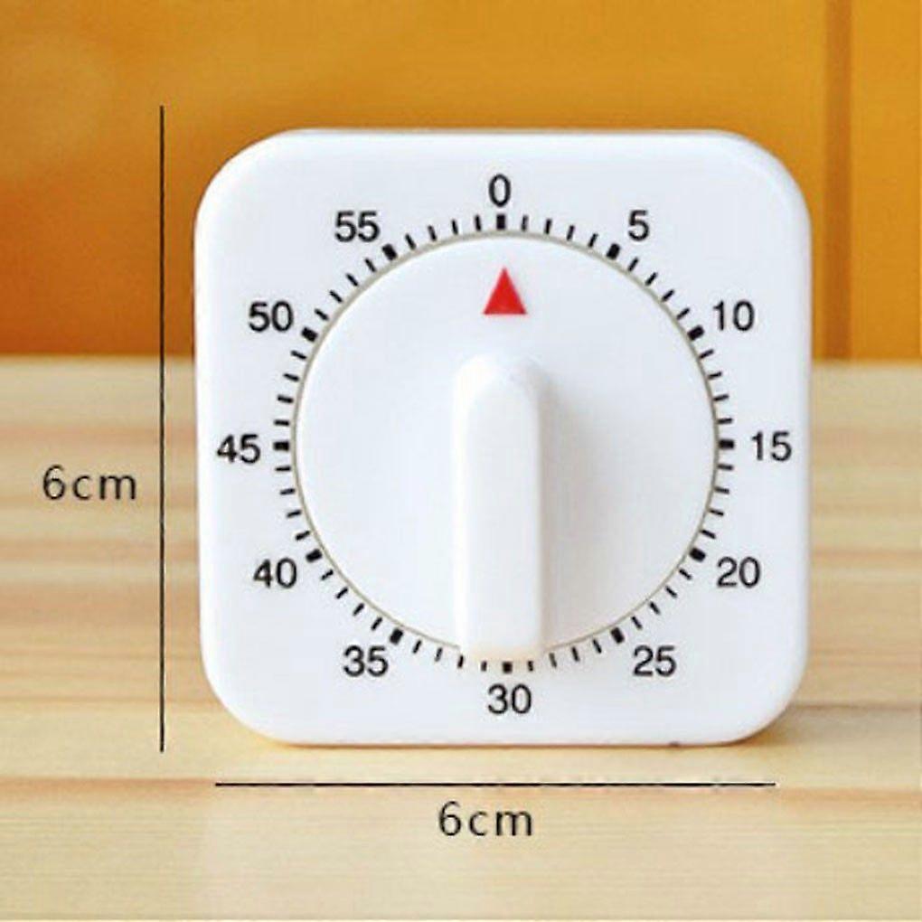 Novel square 60-minute mechanical timer for kitchen use.