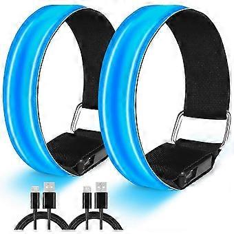 Brazalete LED recargable, luces reflectantes intermitentes de alta visibilidad para corredores, paquete de 2 brazaletes LED luminosos para correr.