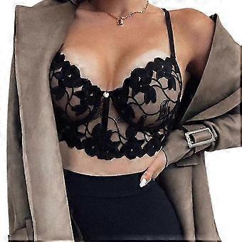 Women Ladies Lace Crop Bra Bustier Bralette See Through Lingerie Underwear ying