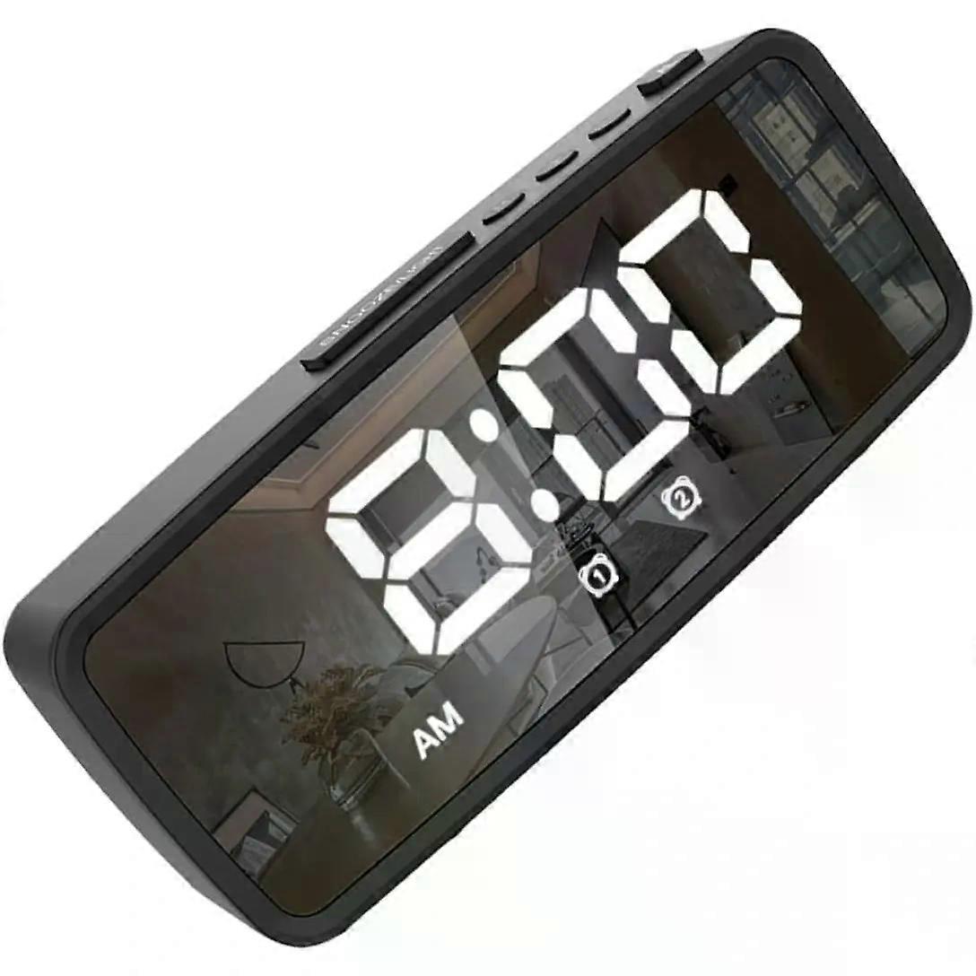 LED Alarm Clock with Makeup Mirror and Stable Base
