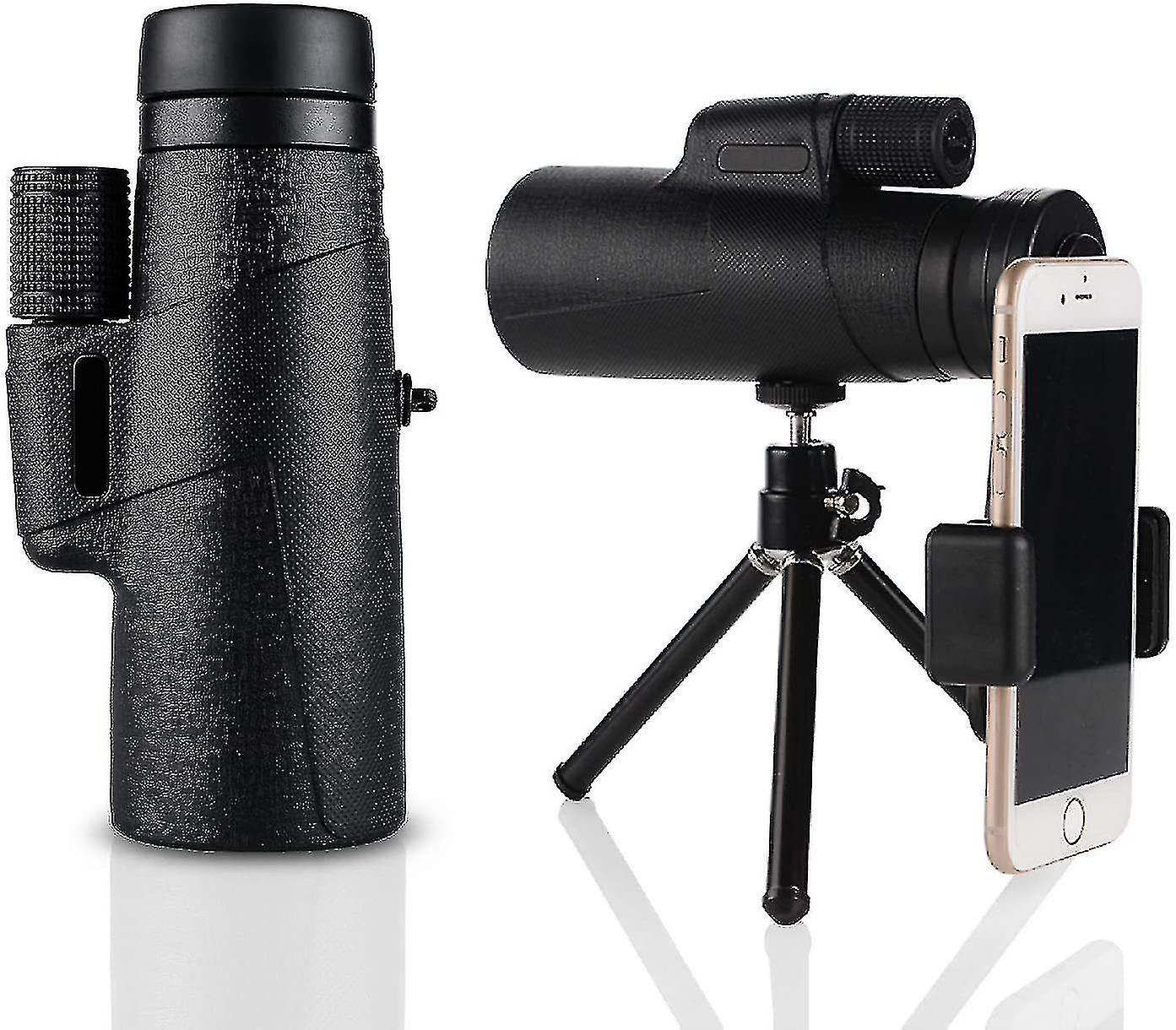 12x50 Hd Monocular With Smartphone Holder And Tripod, High Power Bak4
