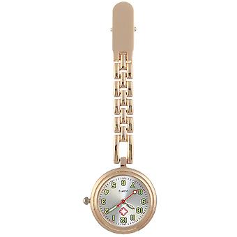Veeki Clip-on-Hängeuhr, Krankenschwester-Fob-Uhr, Analoge Quarz-Taschenuhr mit grüner Skala und leuchtendem Handroségold