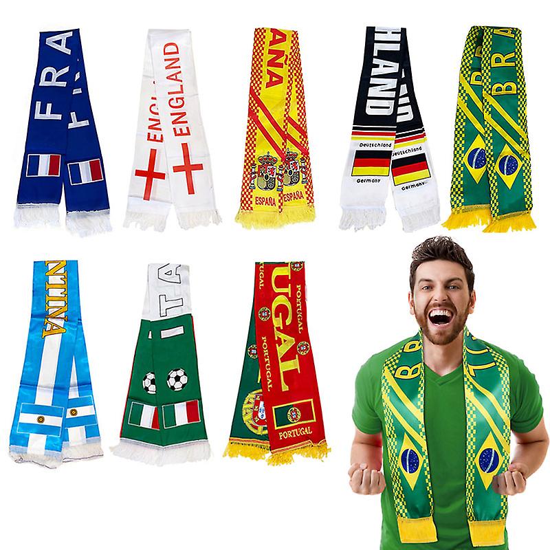 2022 Football National Team Scarf Tassel Souvenir Countries Theme Polyester Custom Logo Soccer for Fans