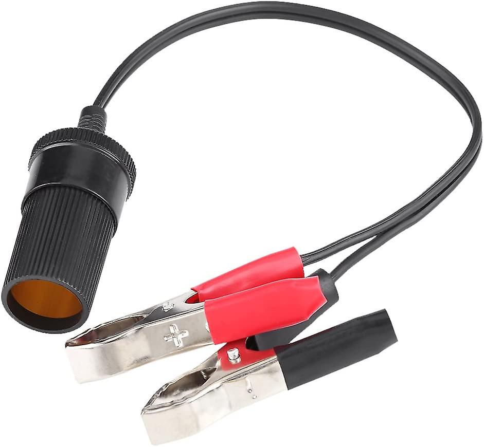 カーバッテリークリップ、12Vカーバッテリーターミナルクリップオンシガーライターソケットアダプター補助電源クランプ(1個、ブラック)