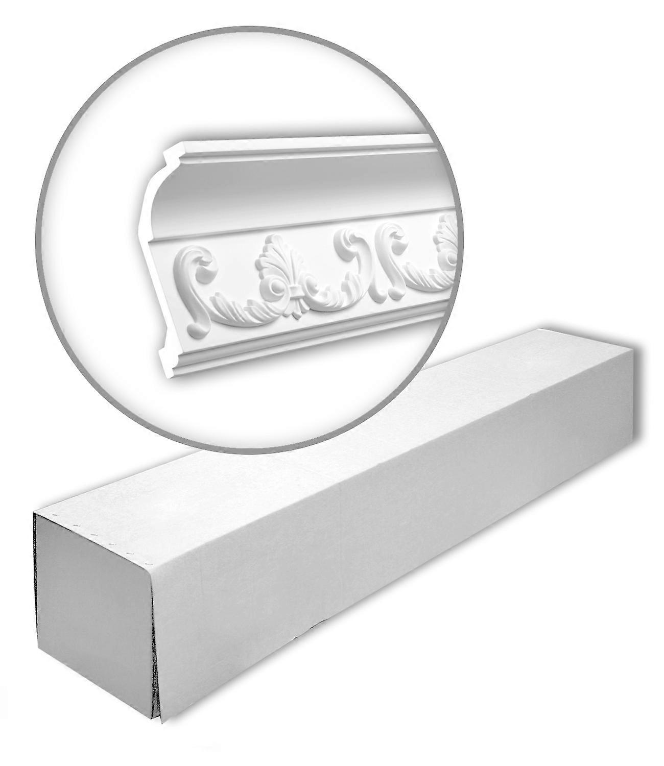 e-Delux GmbH 8 x Eckleisten 150166-box 16 Meter Profhome Polyurethan Hartschaum 200 cm weiß vorgrundiert leicht, robust, extrem maßhaltig