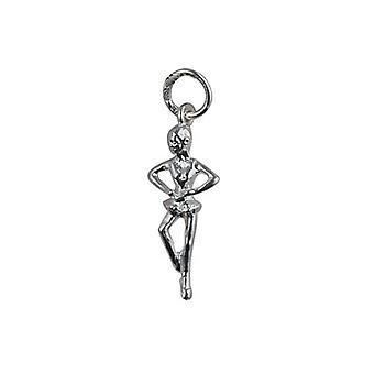 Silver 22x10mm Ballet Dancer Pendant or Charm