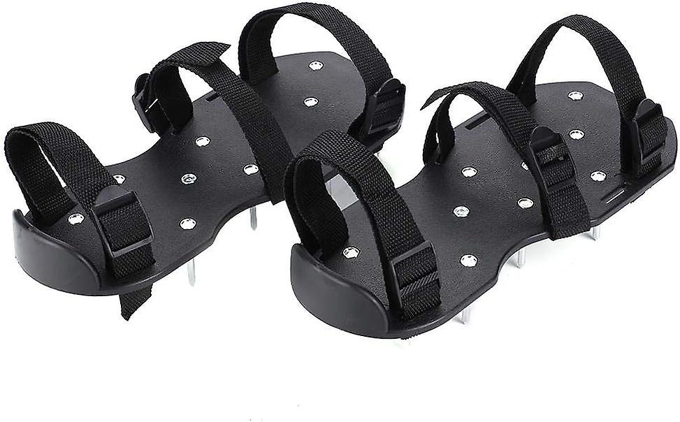 Lawn Aerator Shoes with Adjustable Metal Straps, One Size Lawn Spike Scarifier Shoes for Aerating Soil (Triple Band)