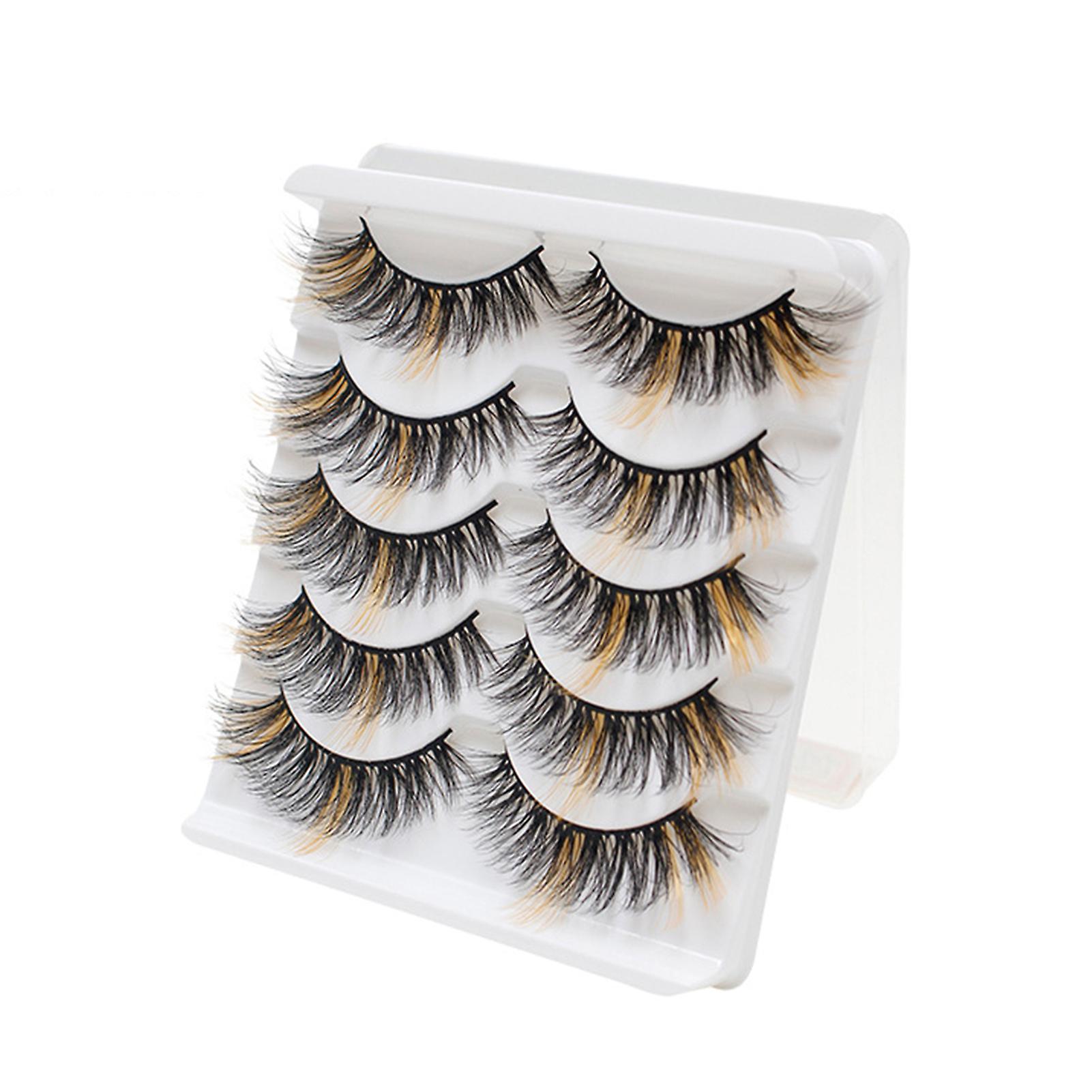 5 Pairs Colorful Curling False Eyelashes Charm Looking Curling Up Eyelashes