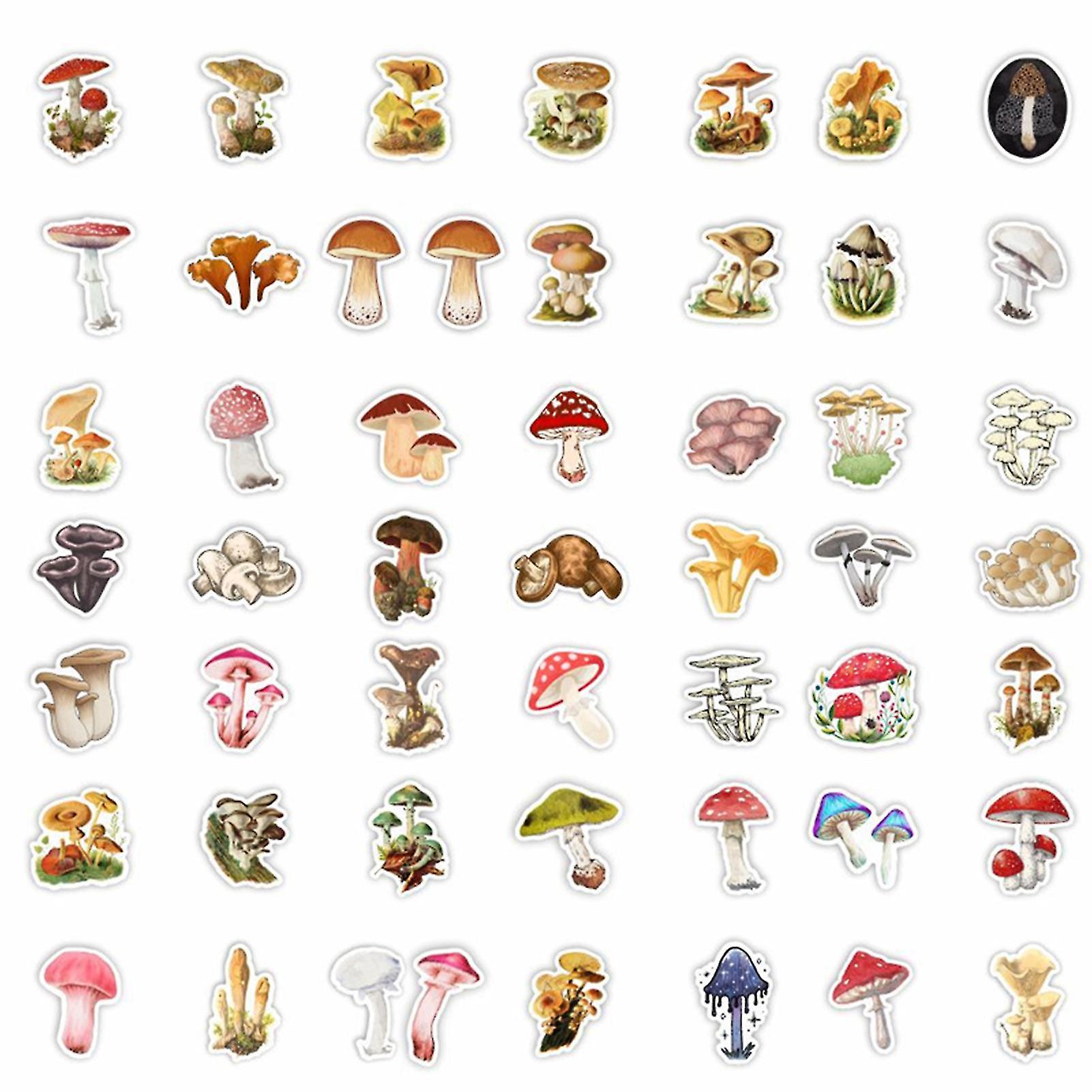 50pcsきのこステッカー様々なかわいい森シリーズPVC粘着デカールビニールアート防水ラップトップヘルメット冷蔵庫電気自動車ステッカーキッドR
