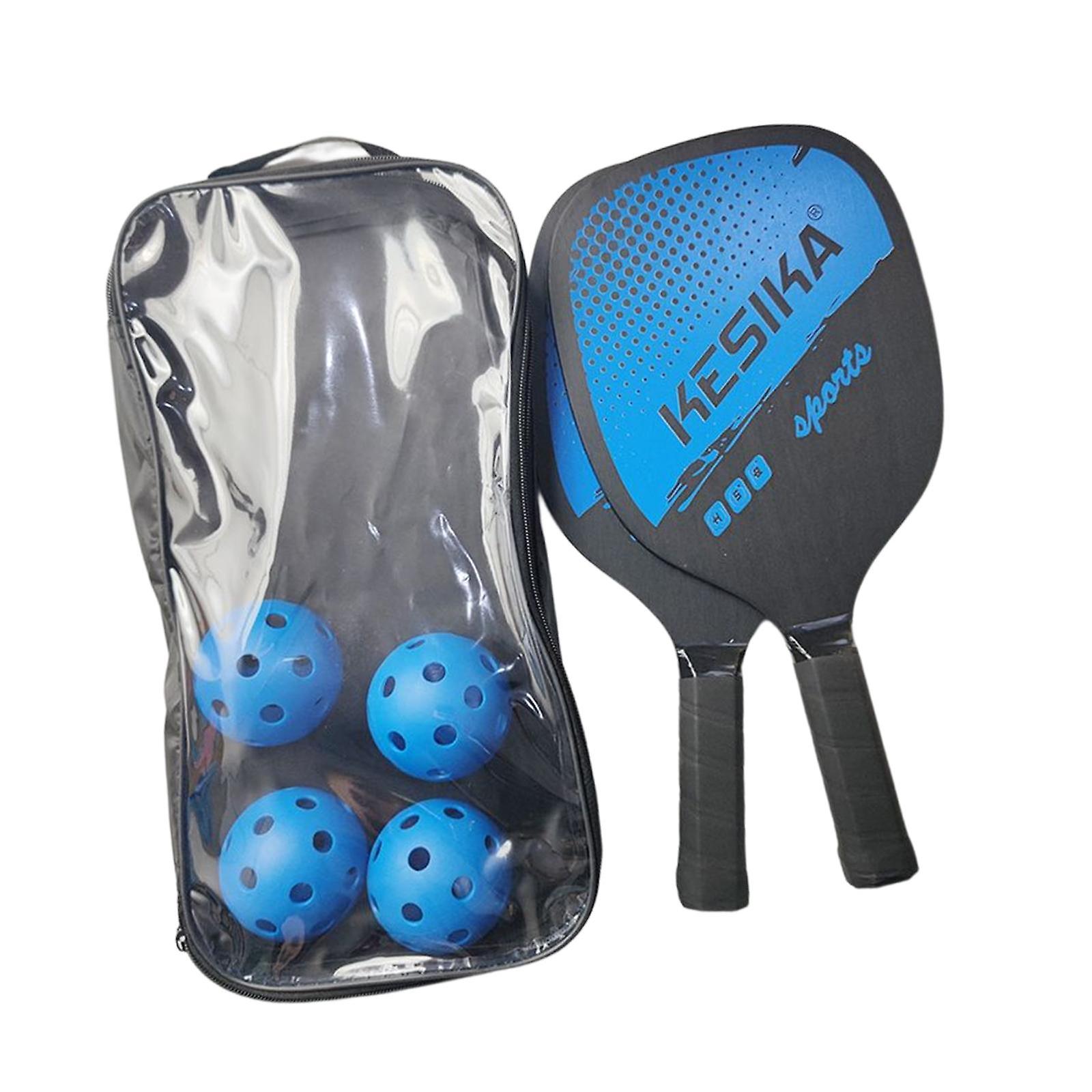 Pickleball Kürekler Set Raketler Ahşap 4 Top ile Yetişkinler Kadınlar için Taşıma Çantası Mavi
