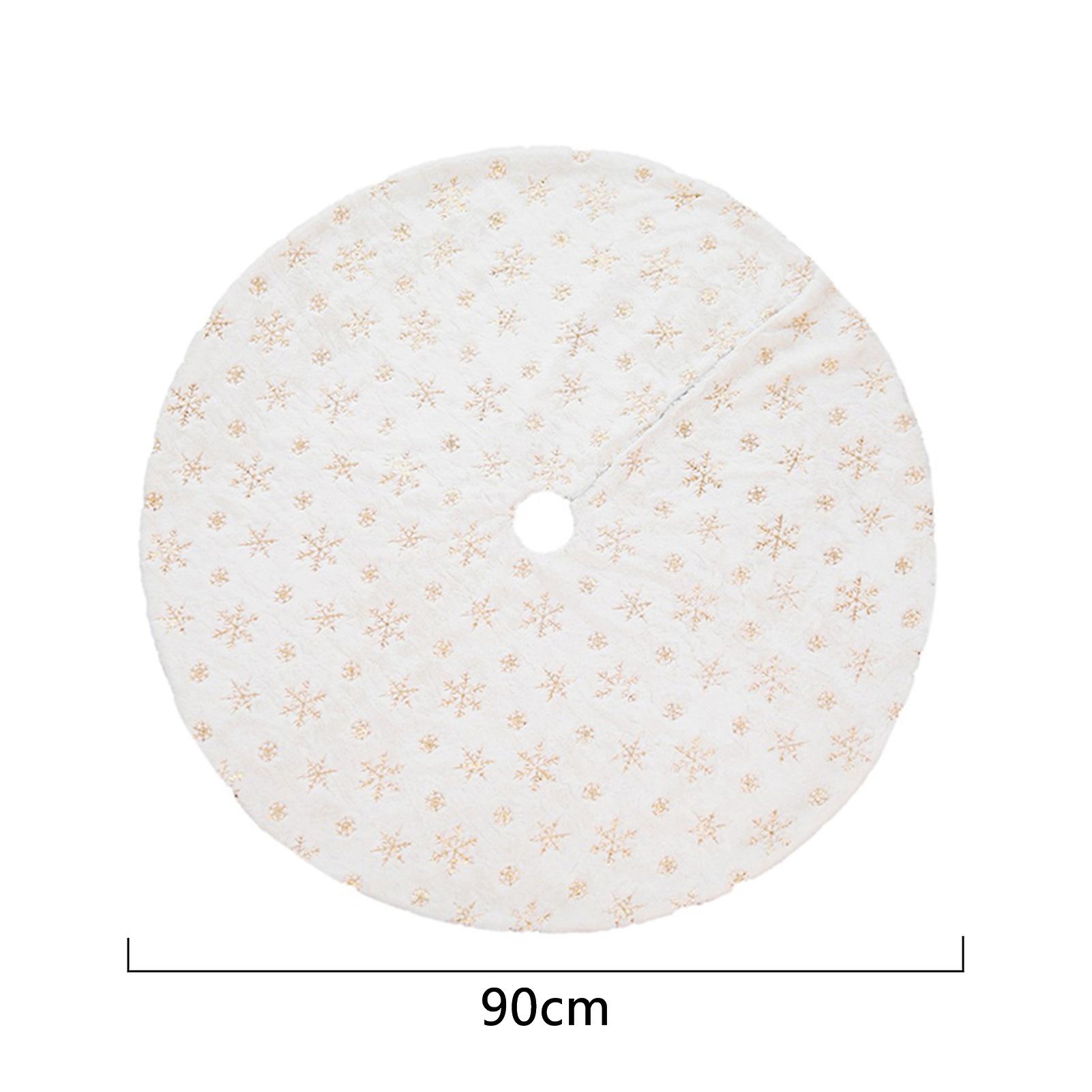 Christmas Tree Plush Skirt 35/48in Large Furry Xmas Tree Mat Snowflakes Patterns Round Table Cloth With Umbrella Hole New