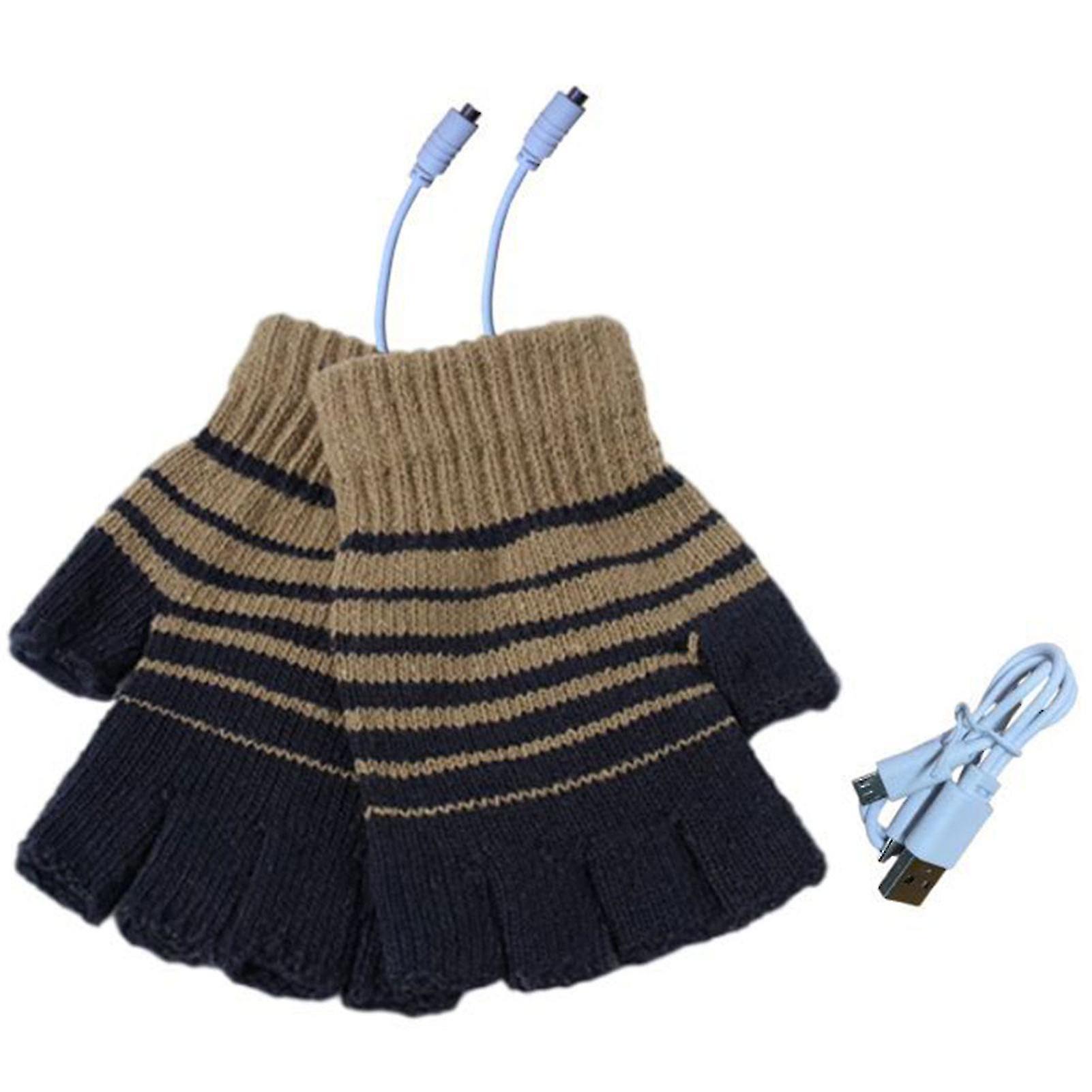 USB Beheizte Strickhandschuhe Halbfinger Heizung Hände Wärmer Für Erwachsene Computer Gaming