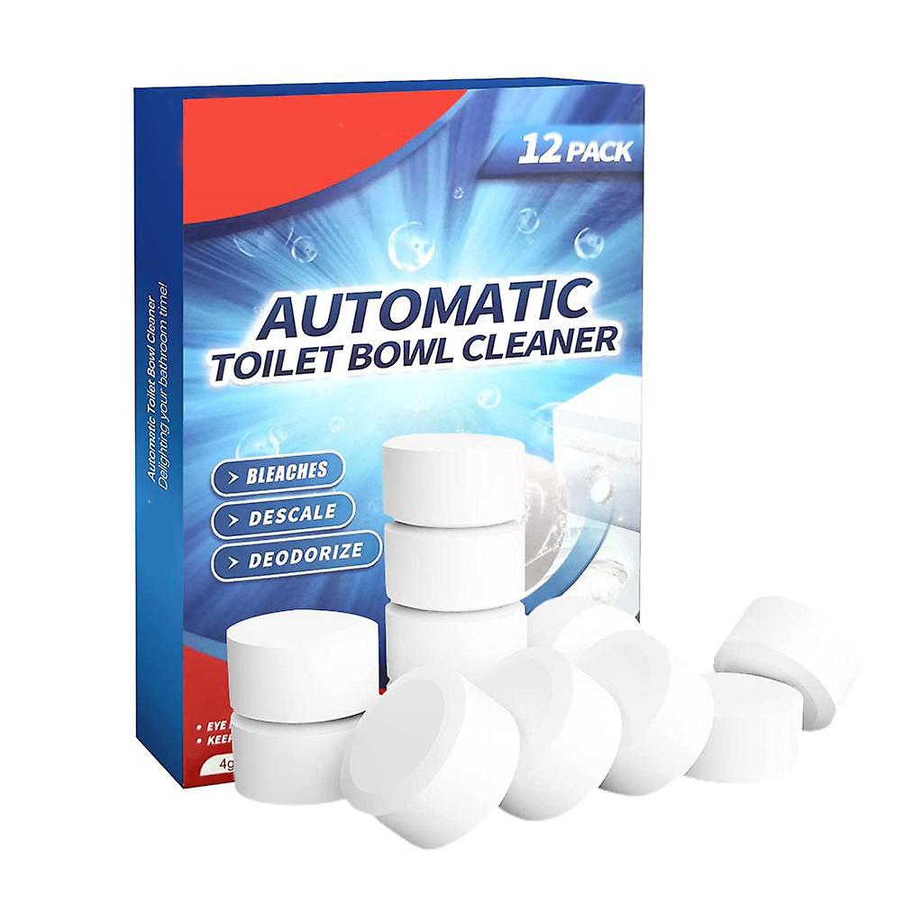 Lot de 12 comprimés nettoyants pour toilettes avec eau de Javel à libération lente pour réservoir de toilettes