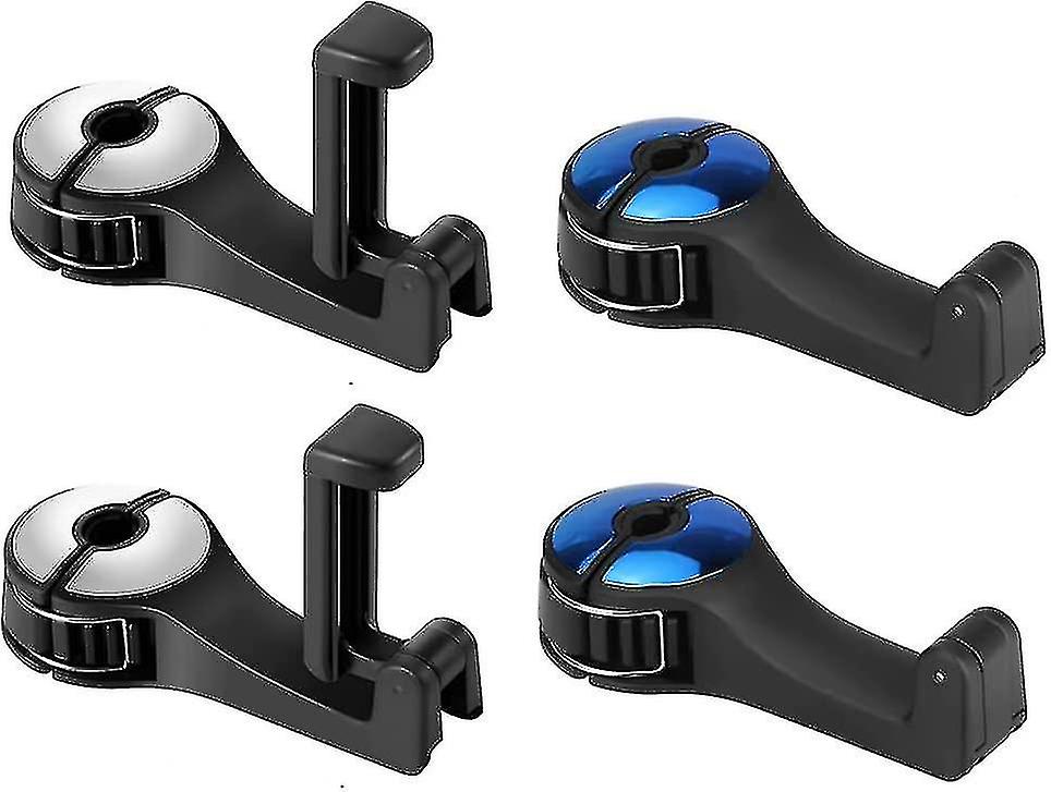 4pcs The Car Hook Of The Car Is Used For Hanging Handbags, Small Objects (silver, Blue)