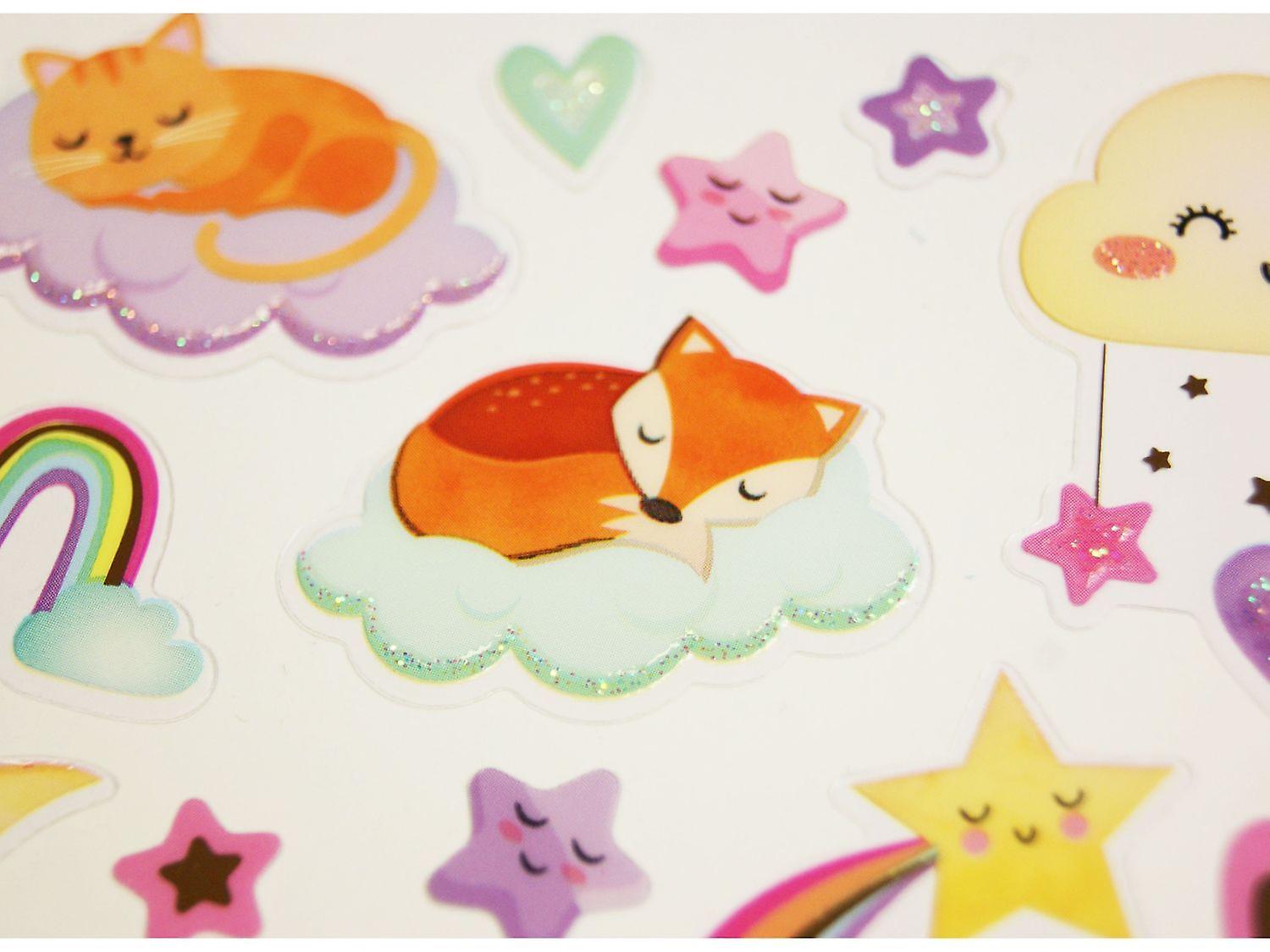 Stickers - Animals on clouds - Gold and glitter