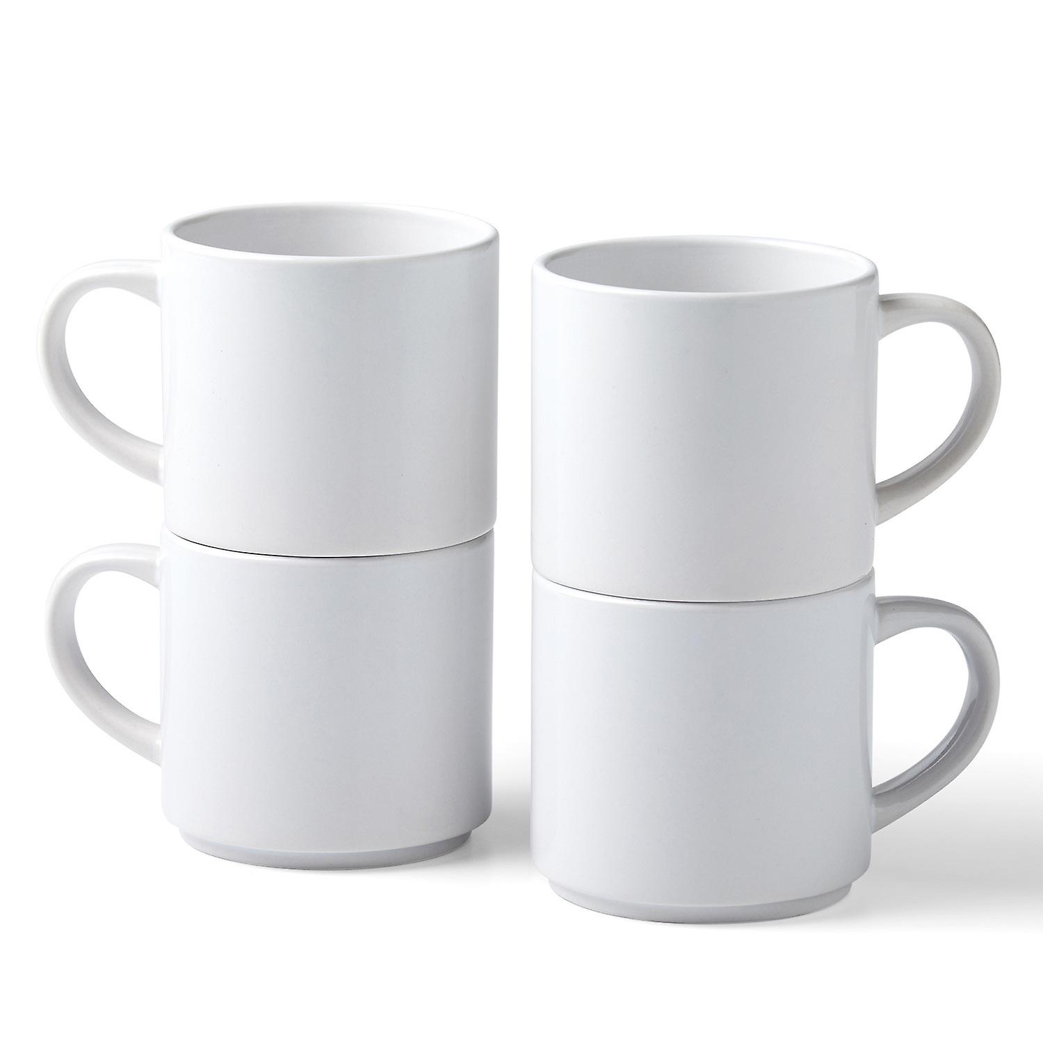 4 White Stackable Ceramic Mugs 300 ml - Cricut