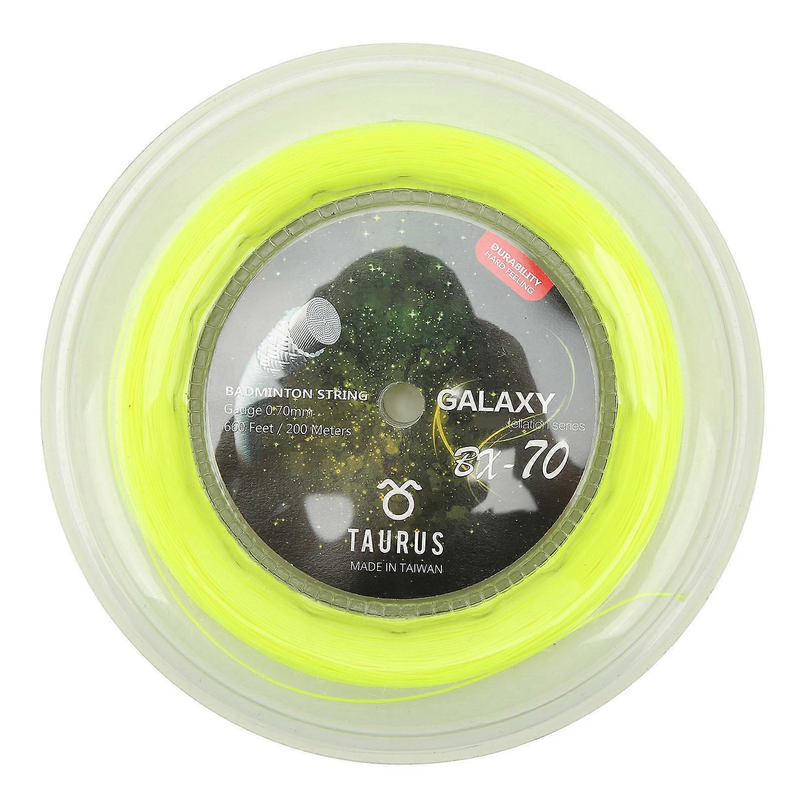 POWERTI BX70 Badminton String - 0.7mm High-Elasticity Nylon, 200m Reel in Fluorescent Yellow